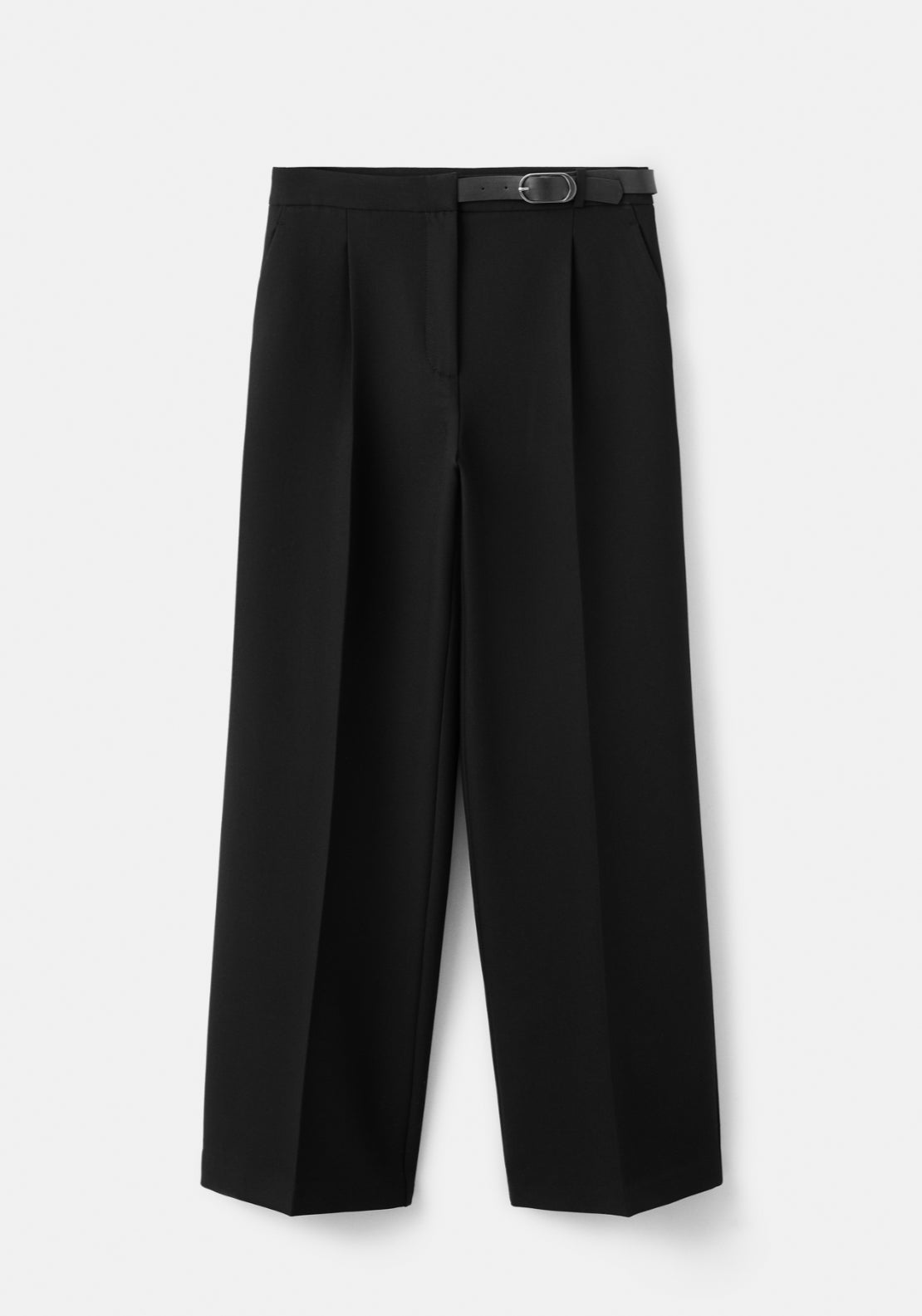 Belt Straight-Fit Trousers - Black