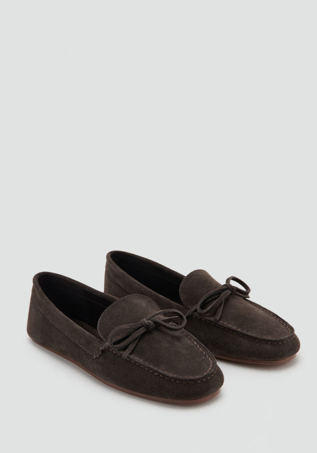 Suede Moccasin With Bow - Brown