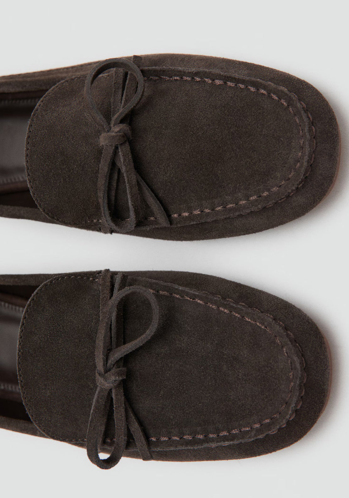 Suede Moccasin With Bow - Brown