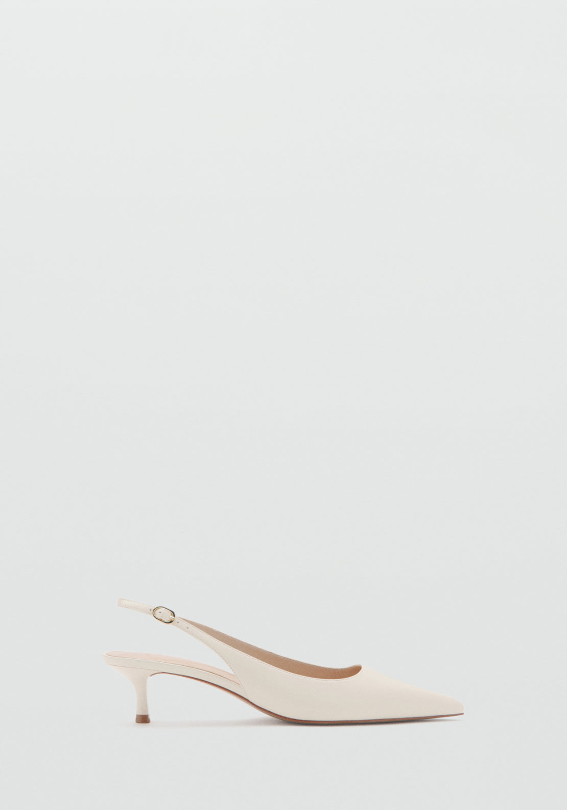 Kitten Heel Pointed Shoes - Cream