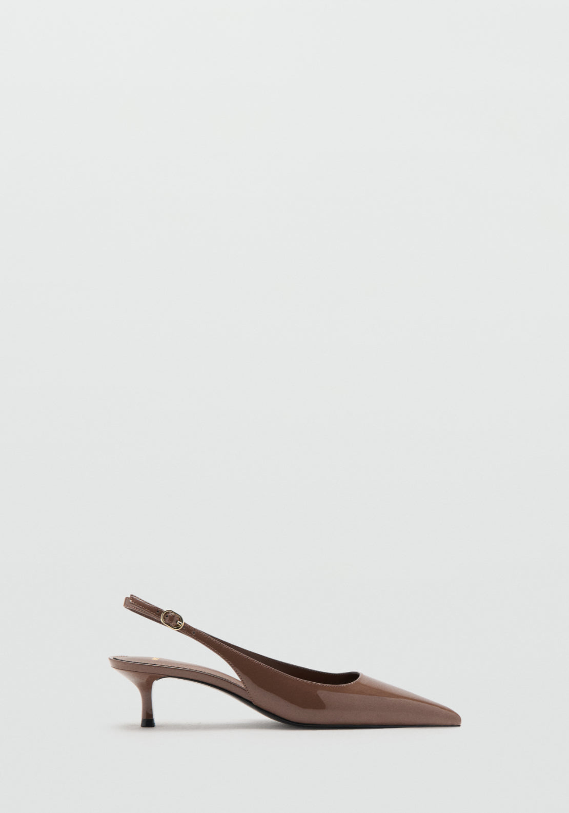 Kitten Heel Pointed Shoes - Brown