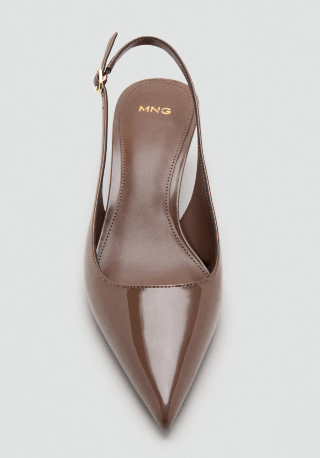 Kitten Heel Pointed Shoes - Brown