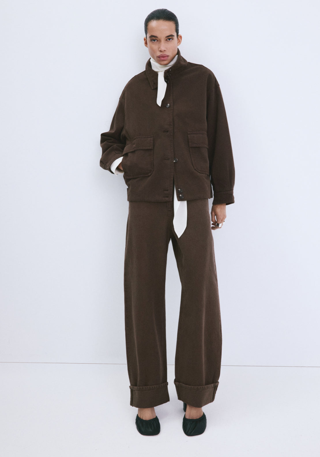 Balloon Jeans With Hems - Brown