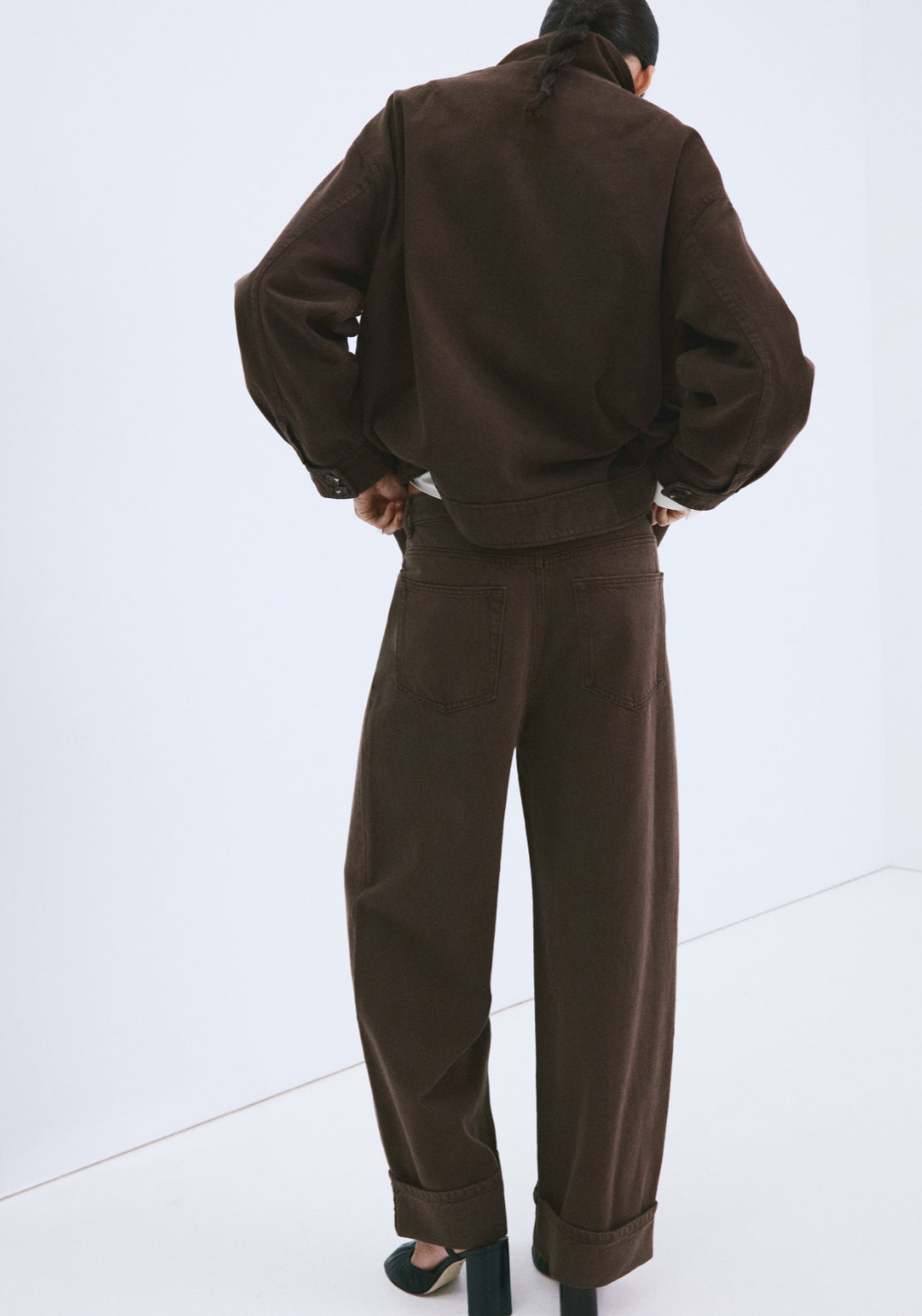 Balloon Jeans With Hems - Brown