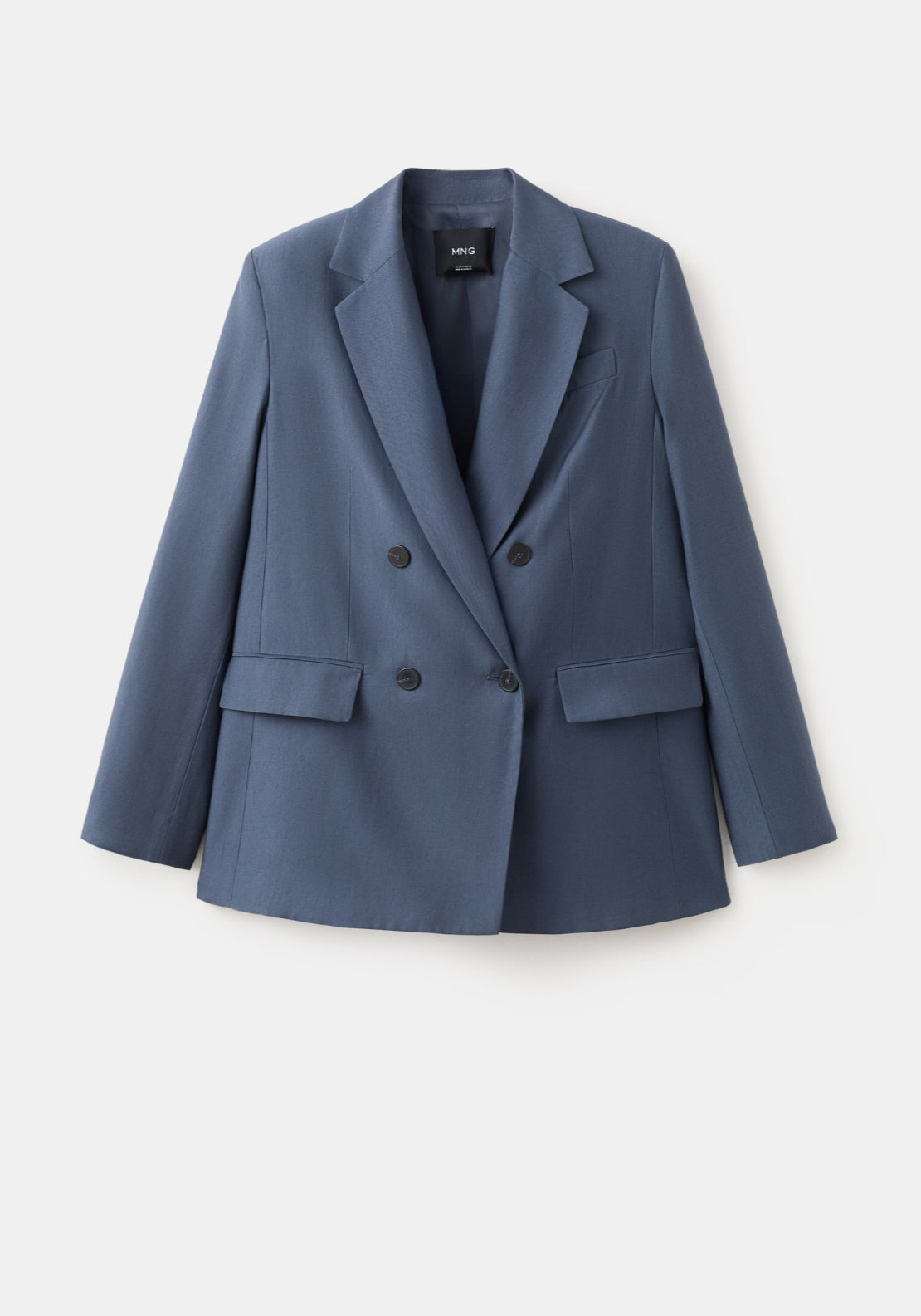Mango Straight Fit Lyocell Suit Jacket - Blue 5 Shaws Department Stores