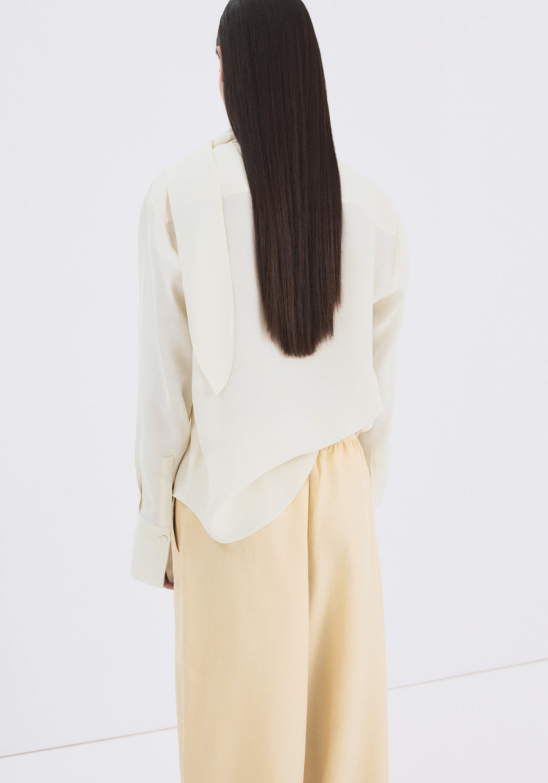 Scarf Collar Blouse - Cream