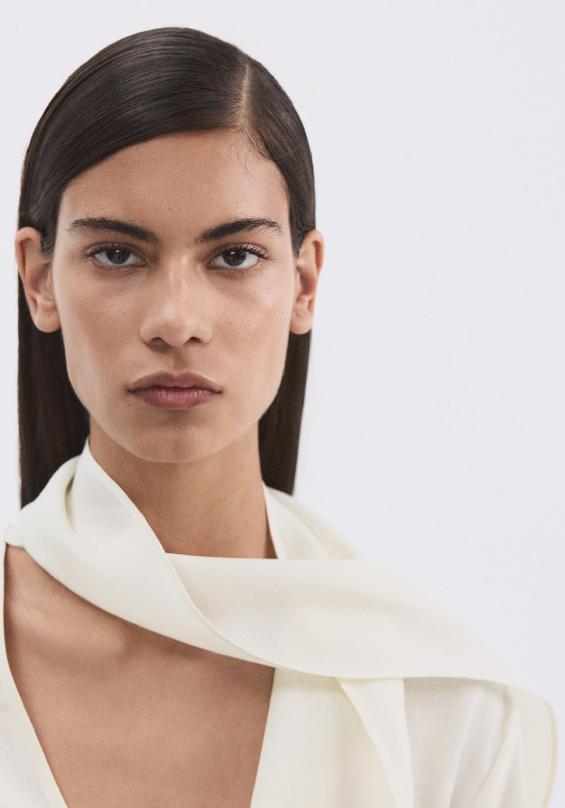 Scarf Collar Blouse - Cream
