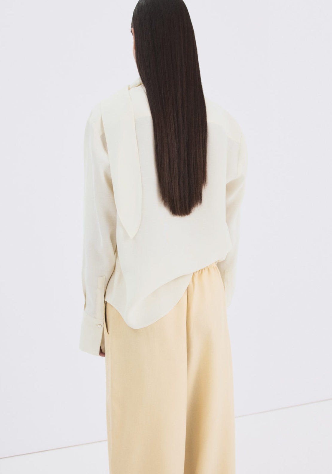 Scarf Collar Blouse - Cream