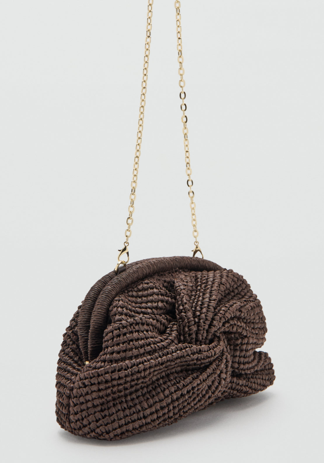 Twist Detail Natural Fibre Handbag - Brown
