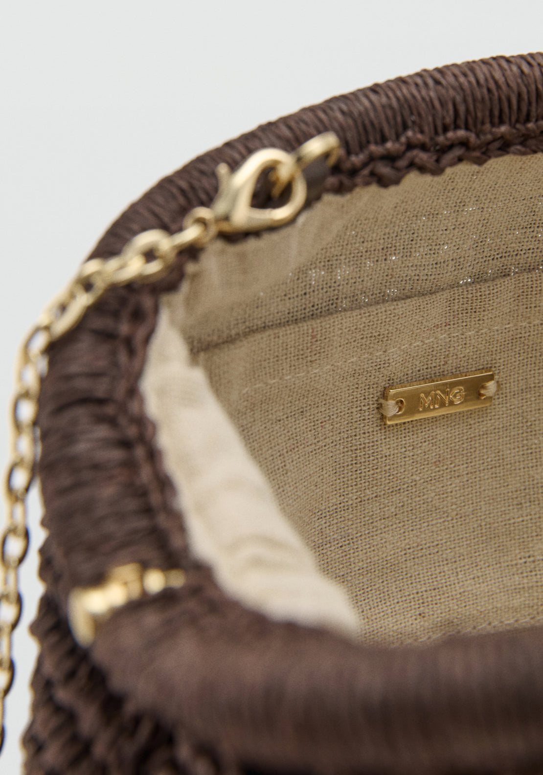Twist Detail Natural Fibre Handbag - Brown