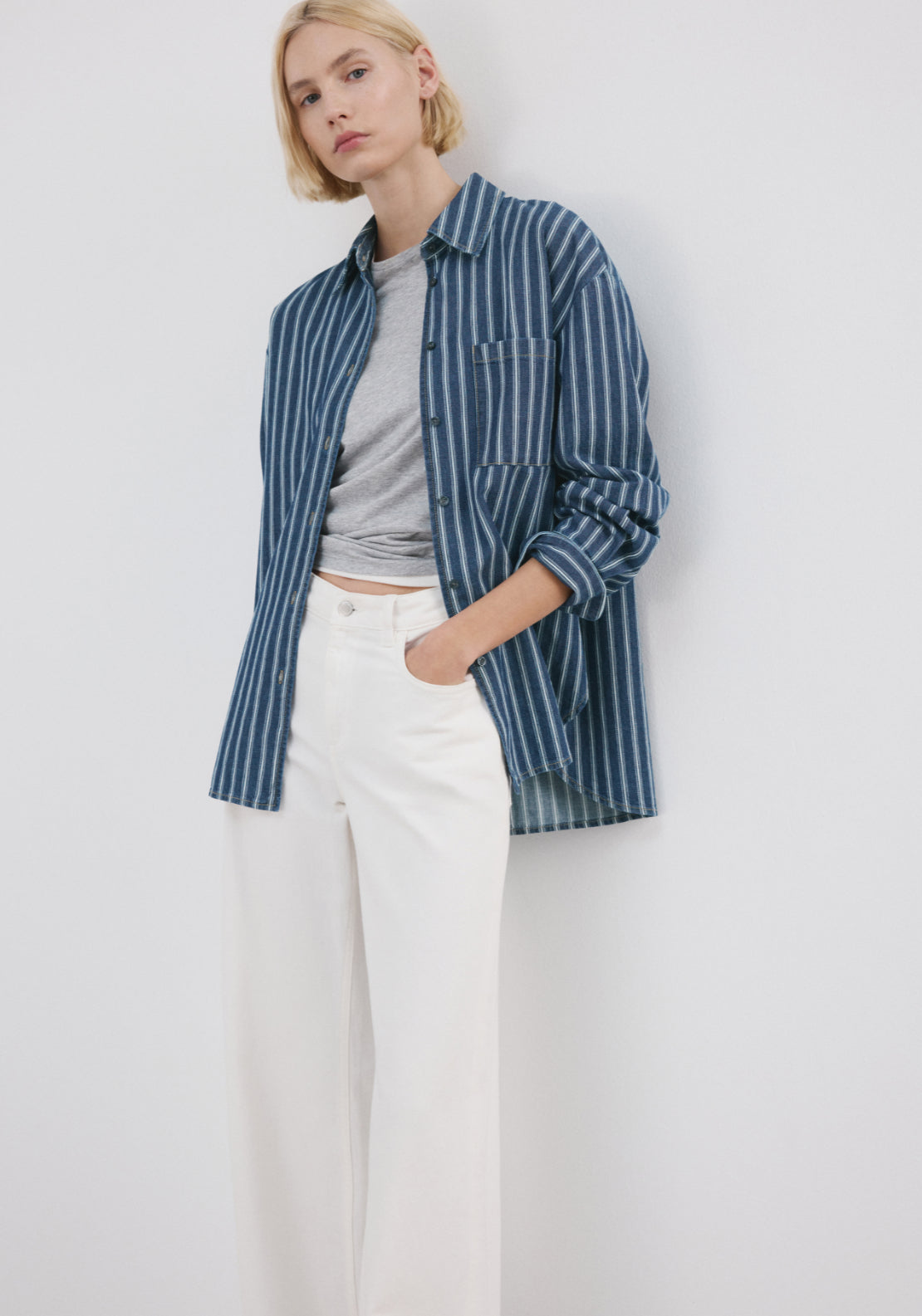 Striped Denim Shirt - Blue