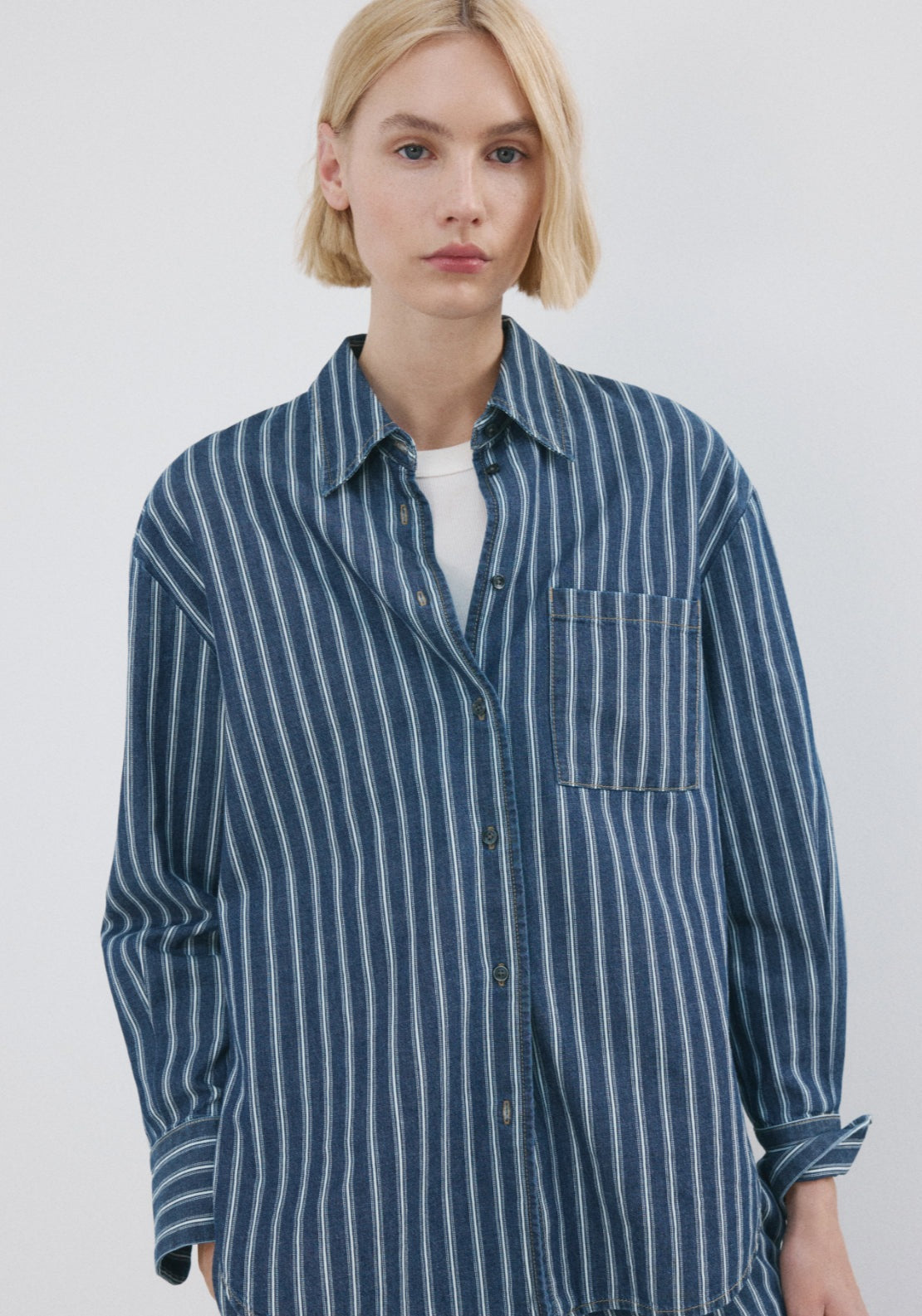 Striped Denim Shirt - Blue