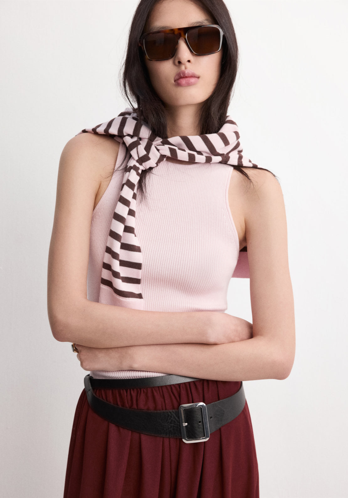 Fitted Fine Knit Top - Pink