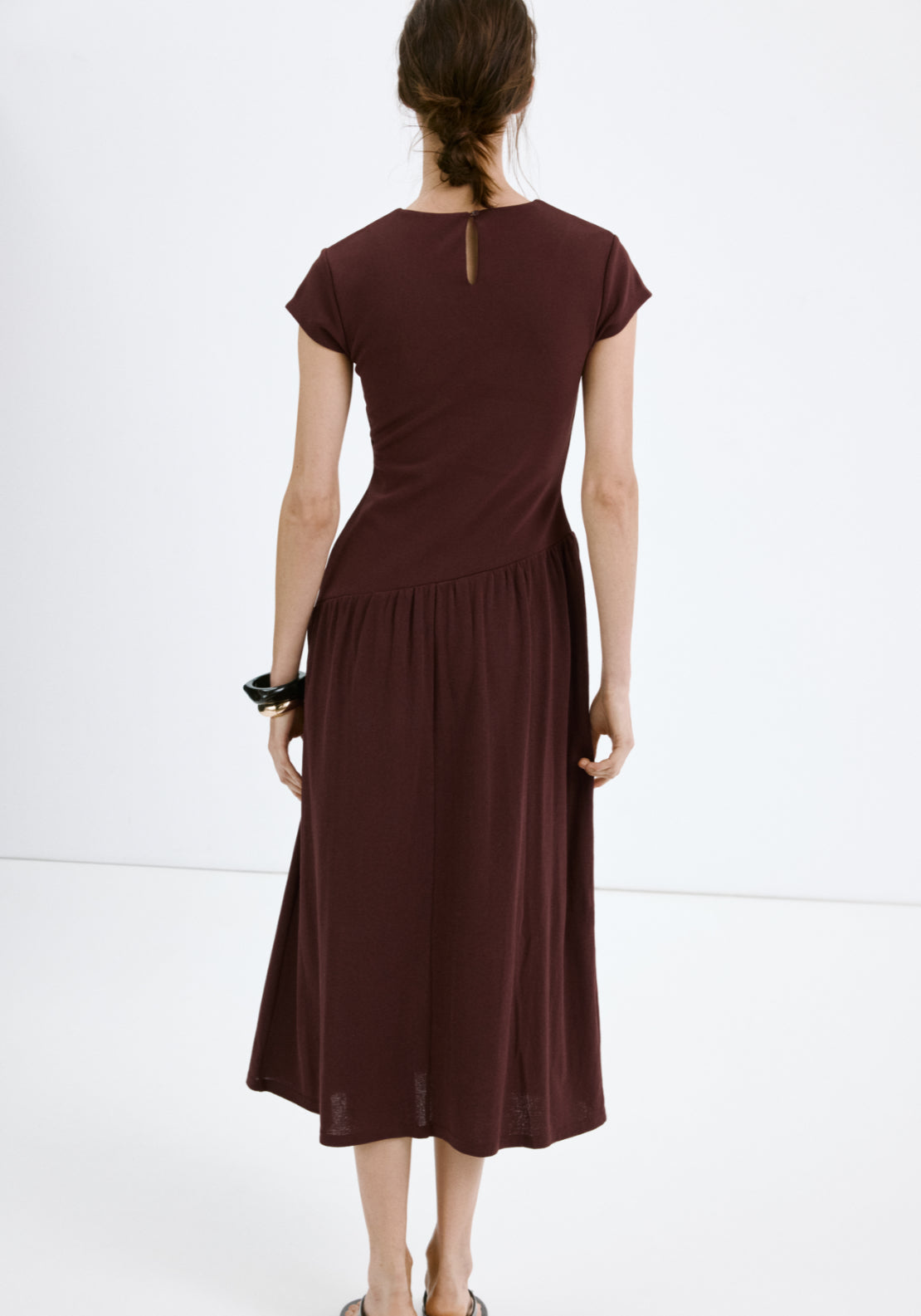 Asymmetrical Midi Dress - Burgundy