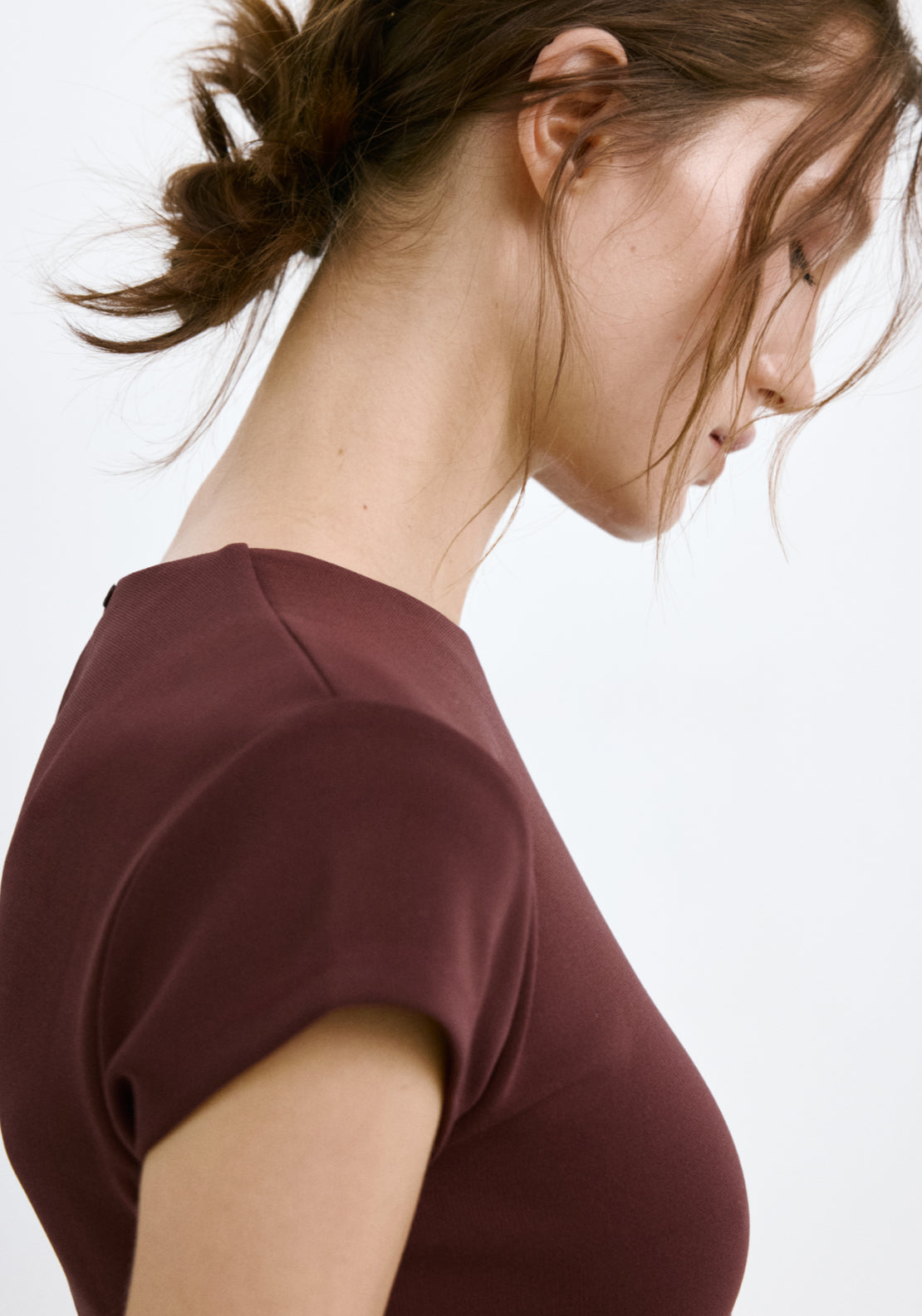 Asymmetrical Midi Dress - Burgundy