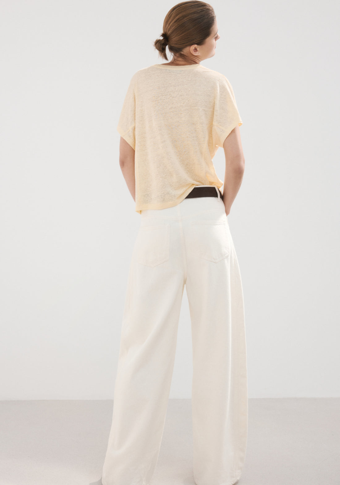 Short Sleeved Linen T-Shirt - Yellow