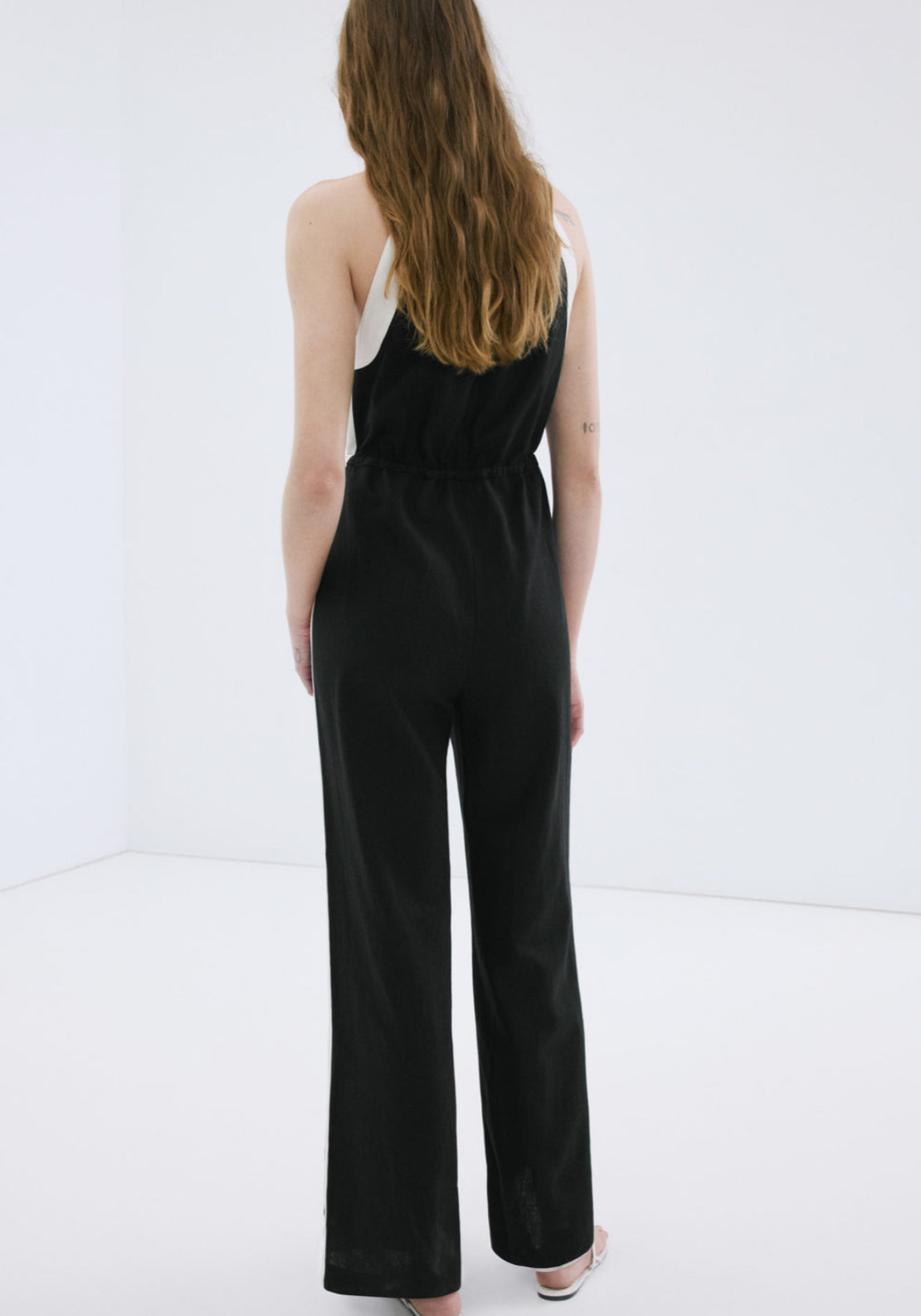 Linen Halter Jumpsuit - Black