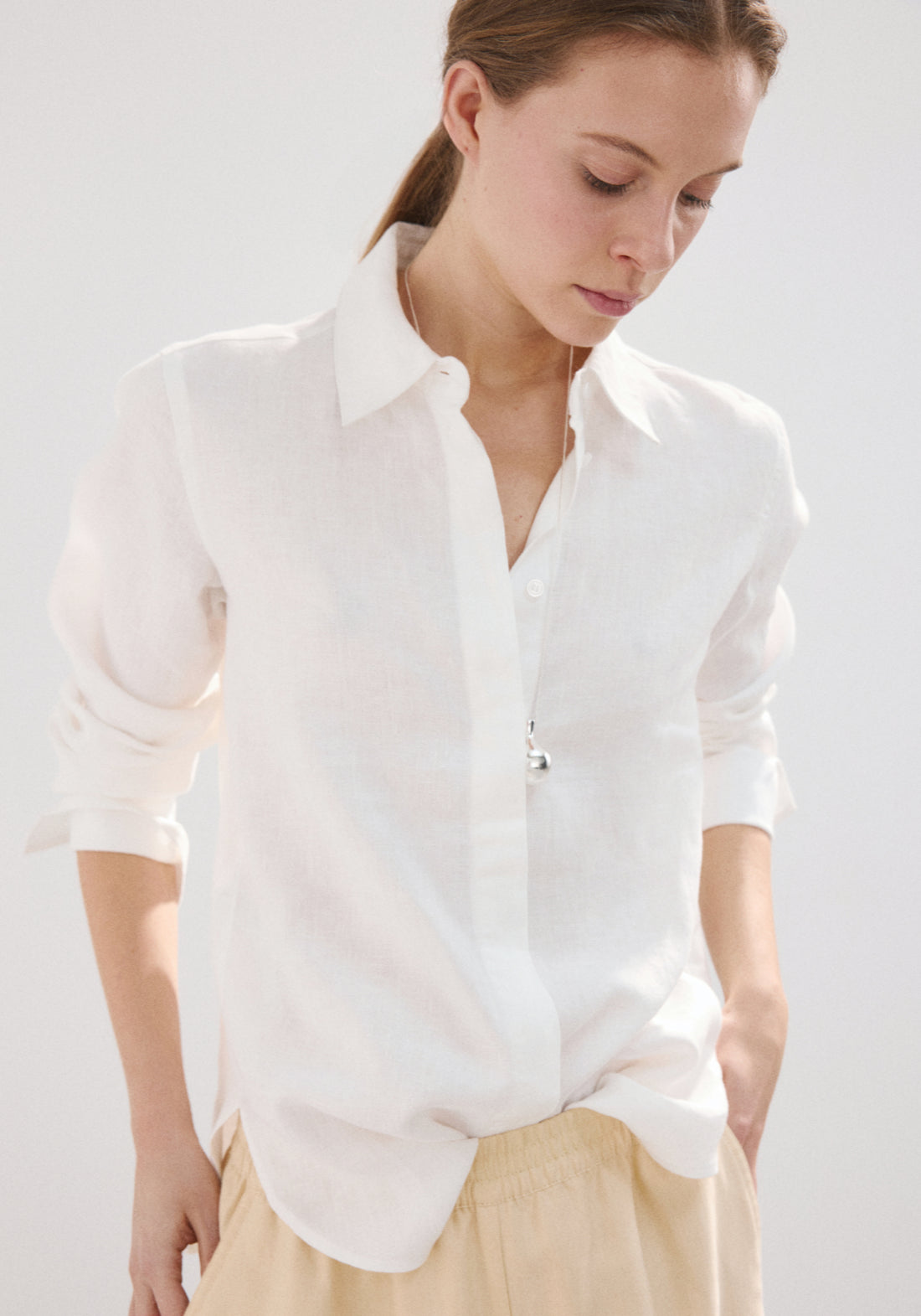 Straight Linen Shirt - White