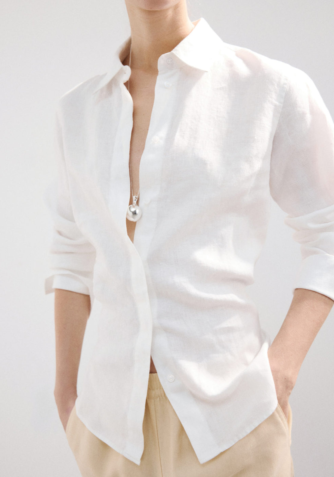 Straight Linen Shirt - White