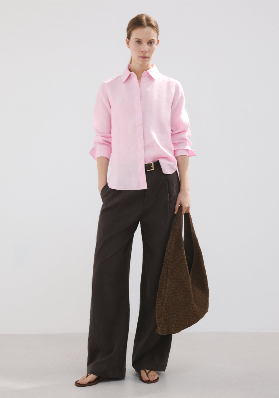 Straight Linen Shirt - Pink