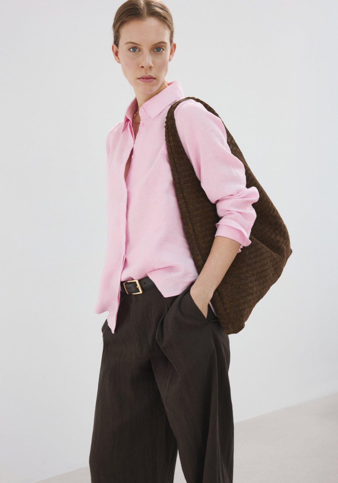 Straight Linen Shirt - Pink