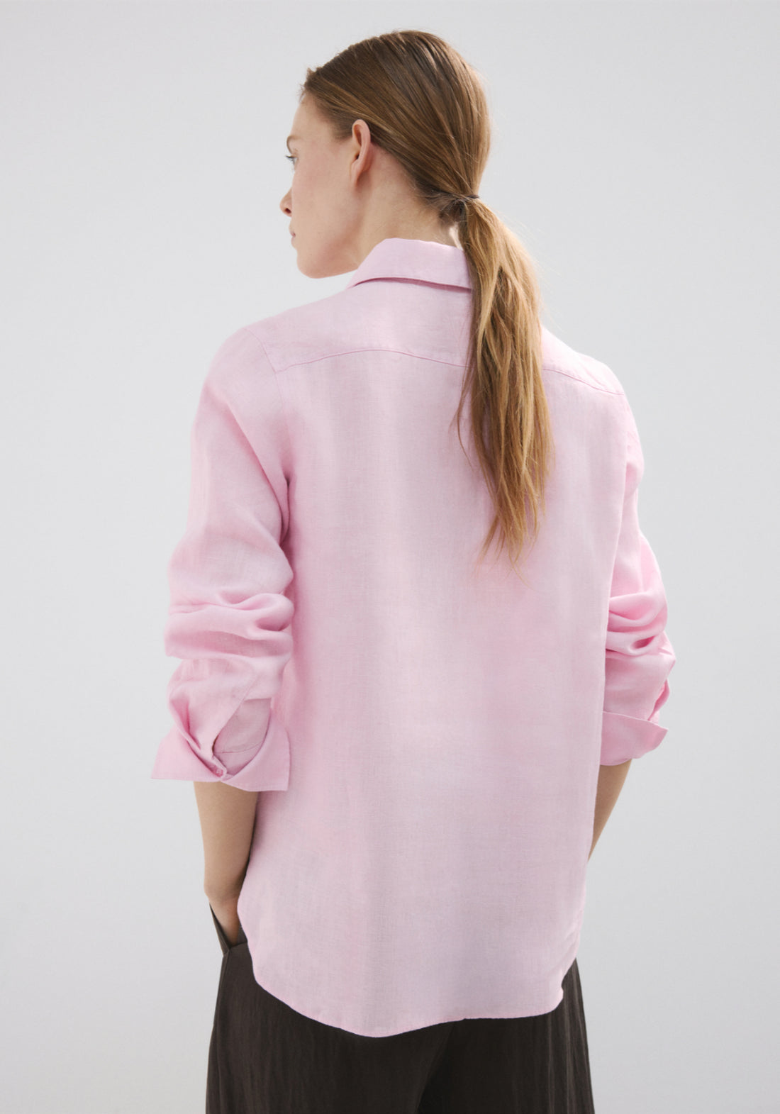 Straight Linen Shirt - Pink