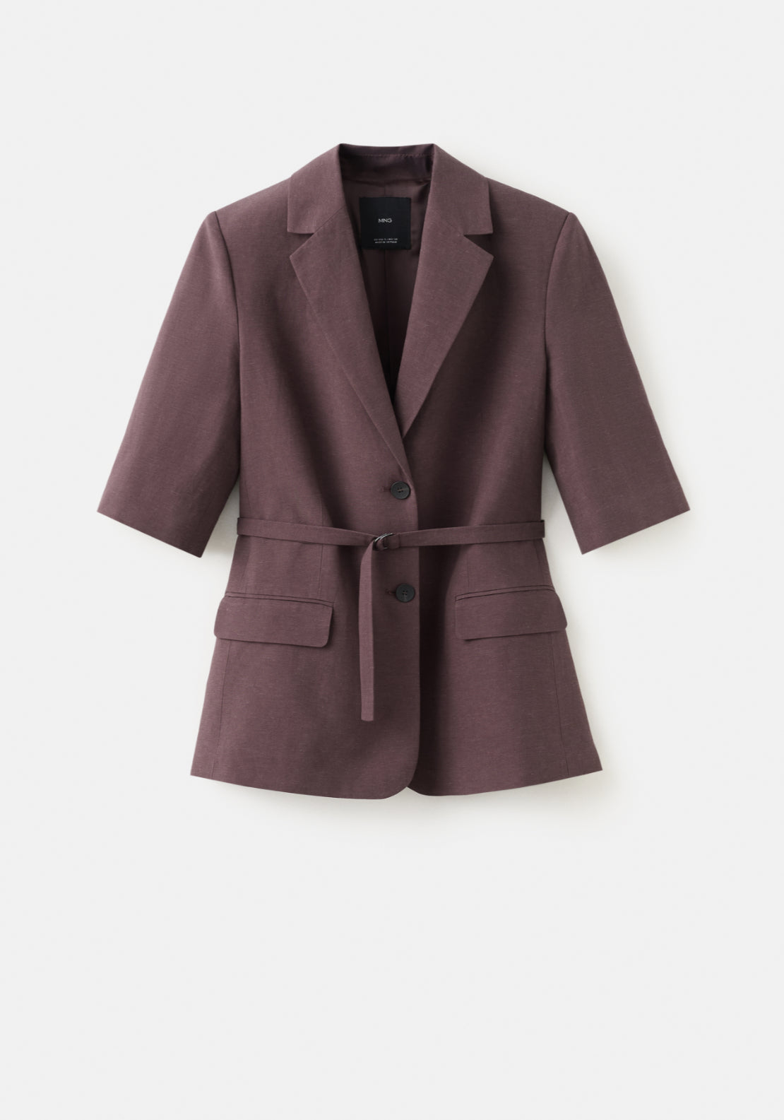 Mango Linen Suit Jacket With Belt - Purple 5 Shaws Department Stores