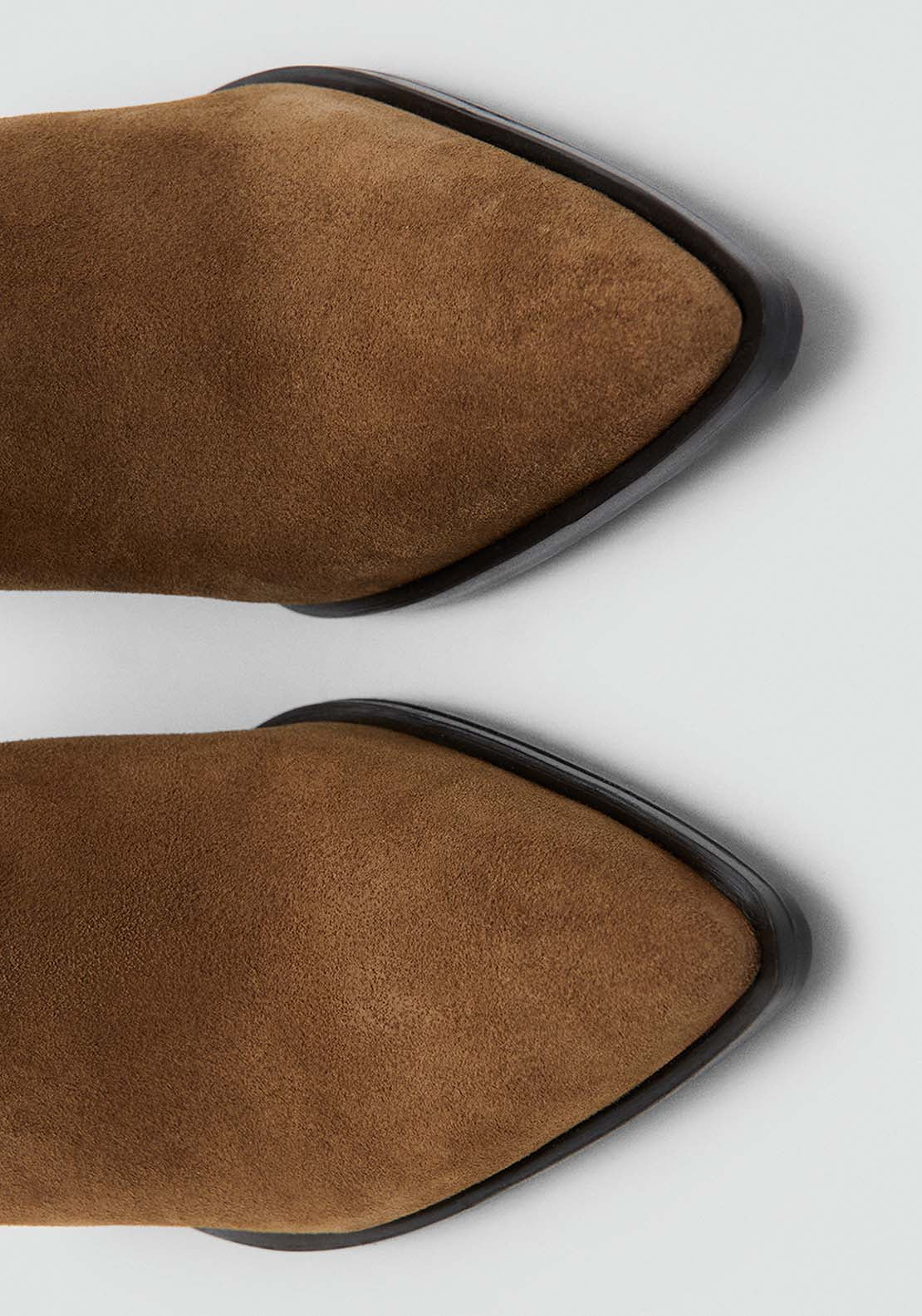 Suede Western Boots - Brown