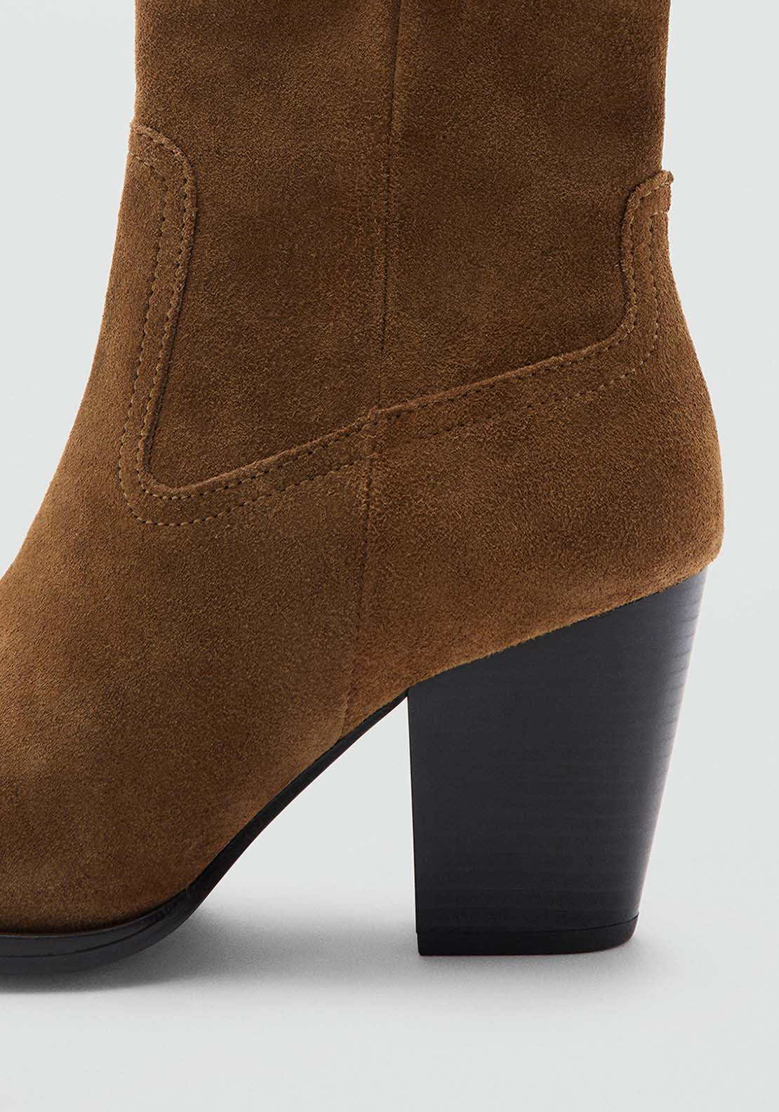 Suede Western Boots - Brown