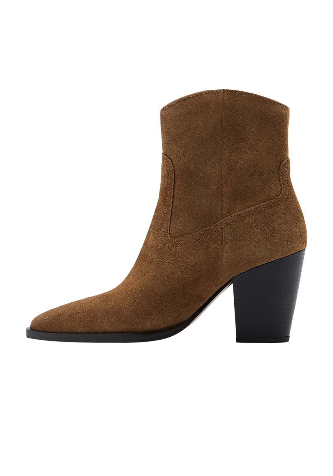 Suede Western Boots - Brown