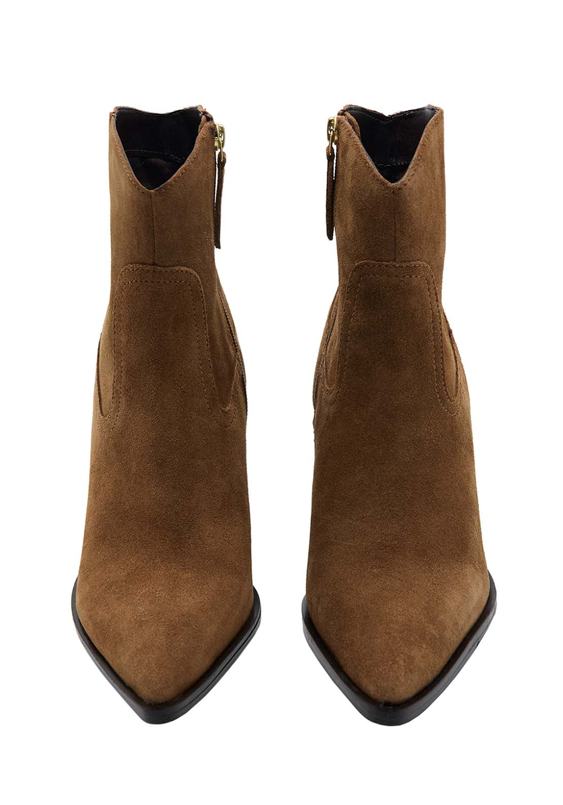 Suede Western Boots - Brown