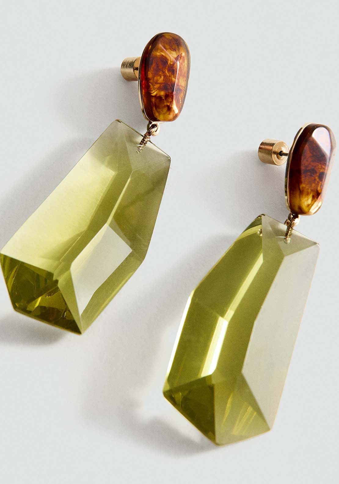 Mixed Resin Earrings - Green