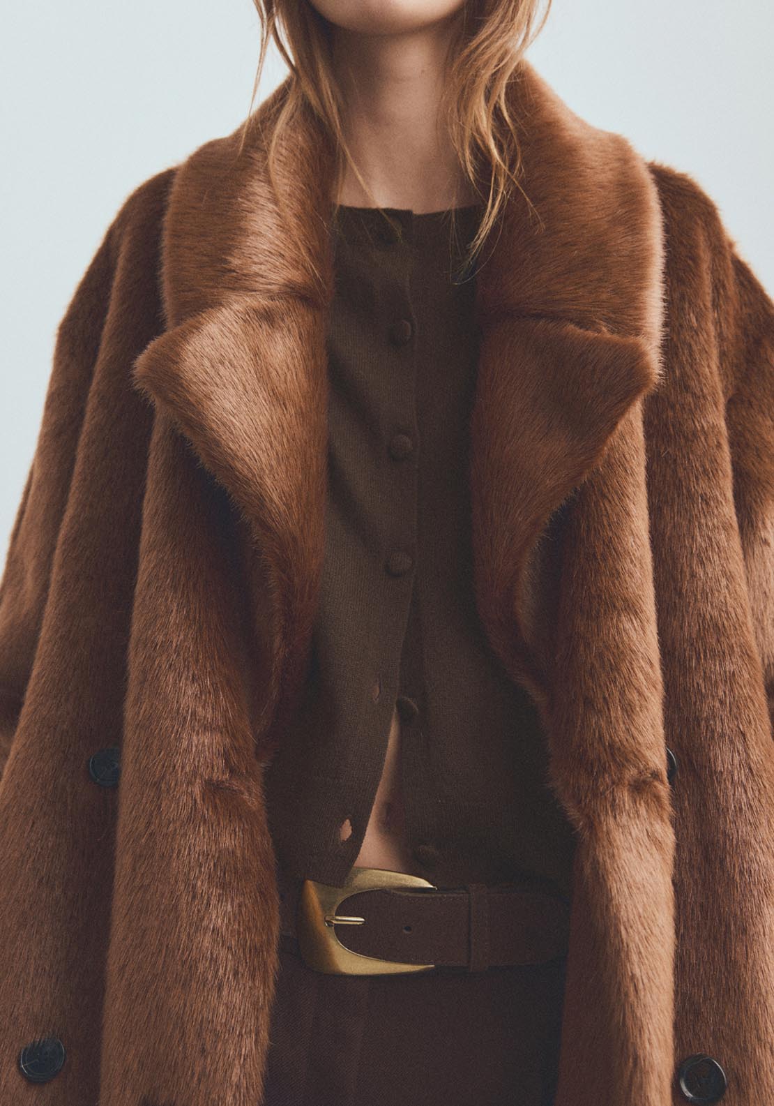 Mango Fine Knitted Button Cardigan - Brown 3 Shaws Department Stores