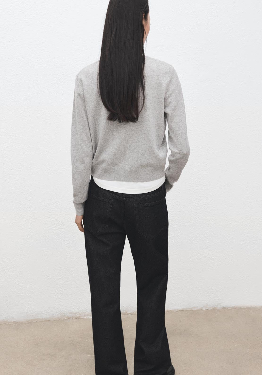 Knitted Button Cardigan - Light Grey