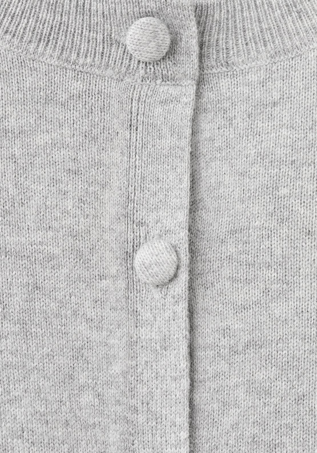 Knitted Button Cardigan - Light Grey