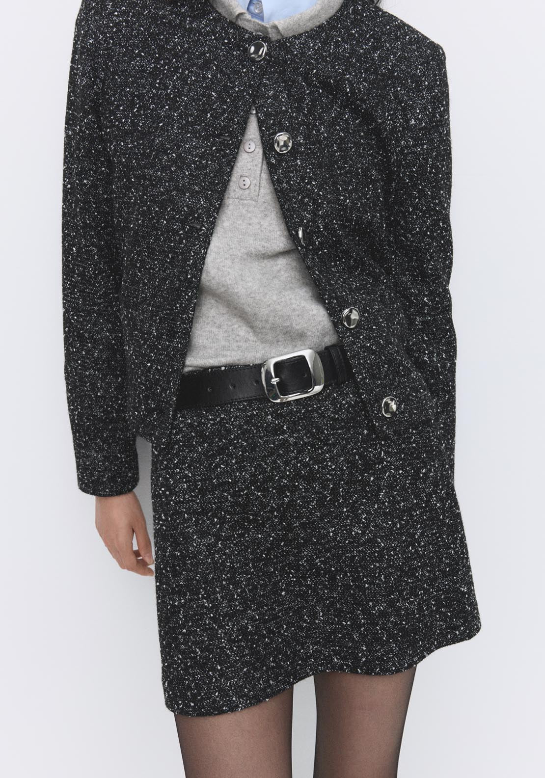 Flecked Knit Skirt - Black
