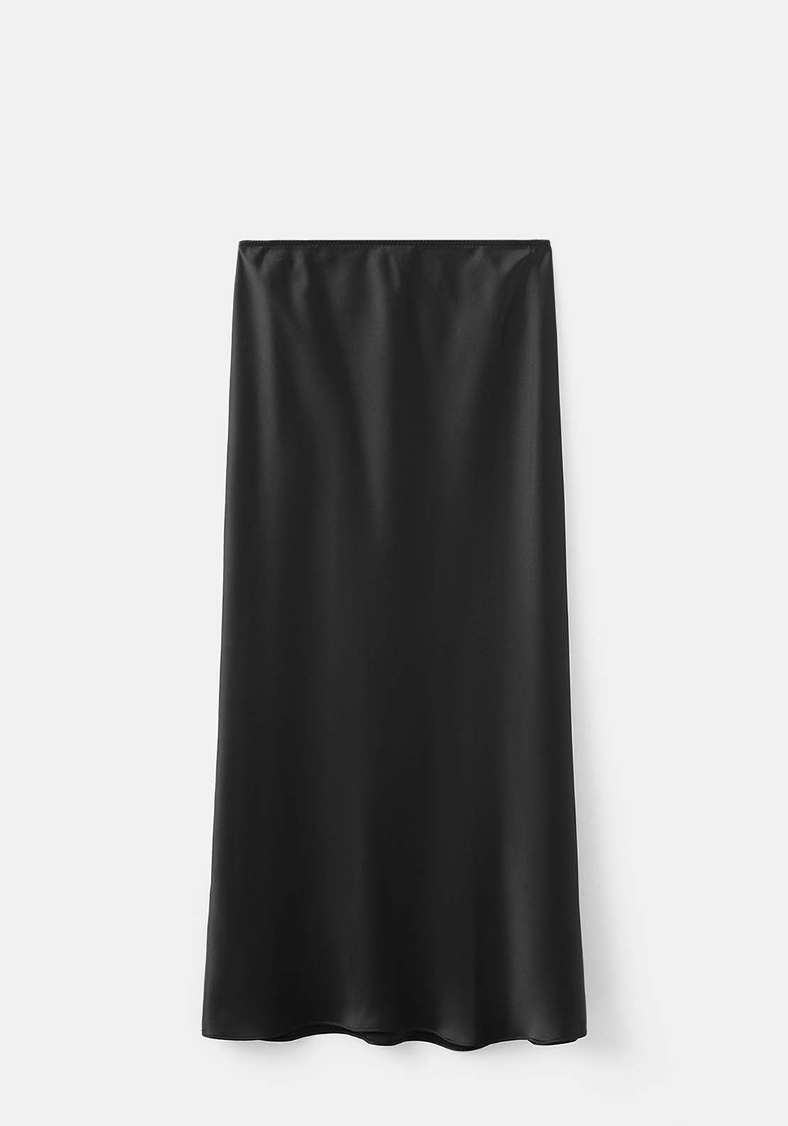 Satin Long Skirt - Black