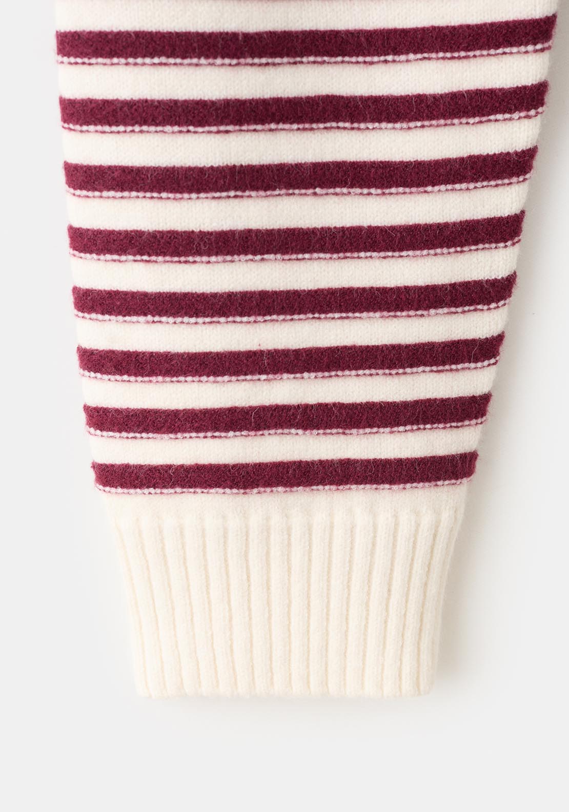 Striped Polo Neck Sweater - Cream