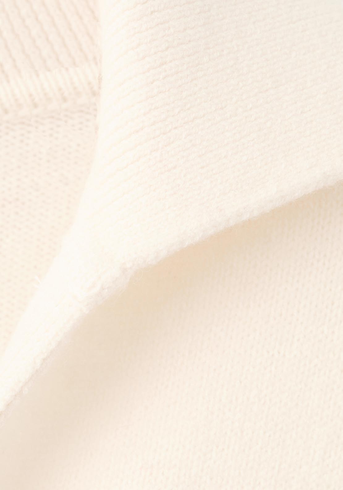 Striped Polo Neck Sweater - Cream