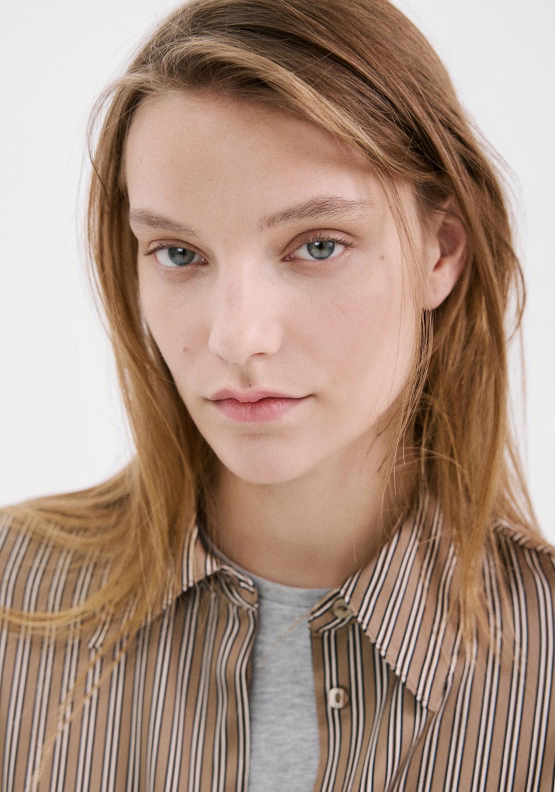 Satin Striped Shirt - Brown