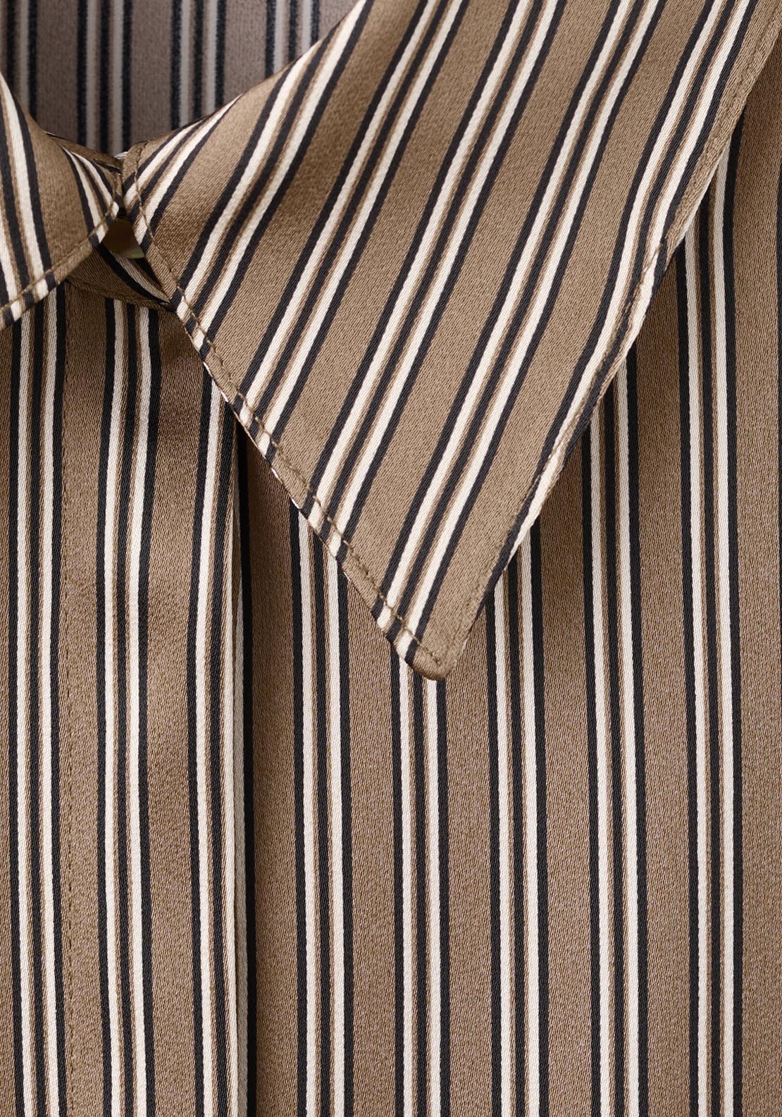 Satin Striped Shirt - Brown