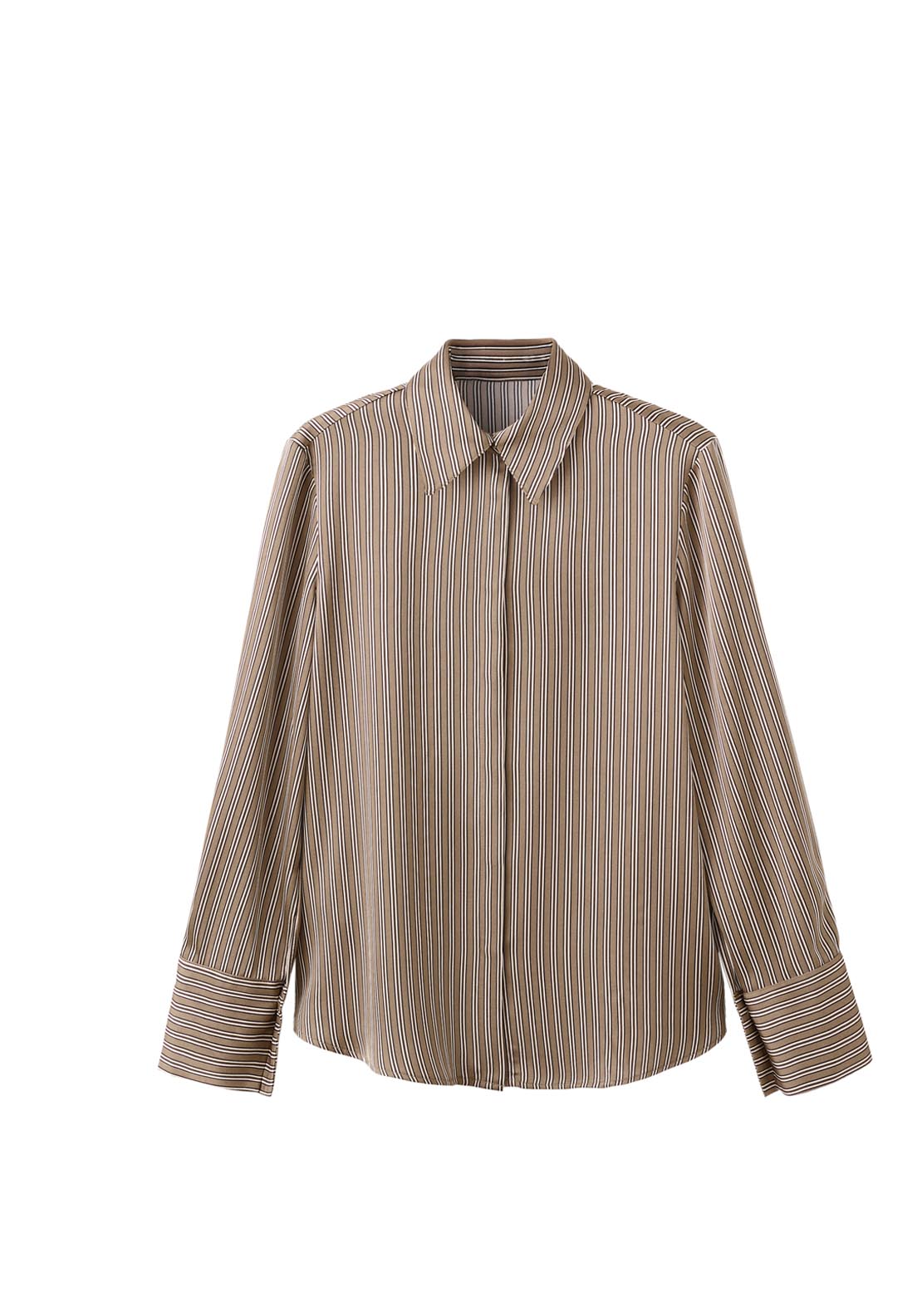 Satin Striped Shirt - Brown