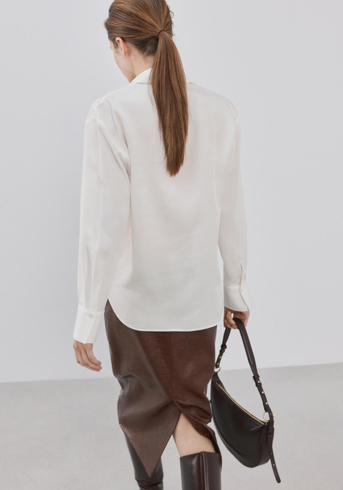 Mango Straight Lyocell Shirt - White 4 Shaws Department Stores