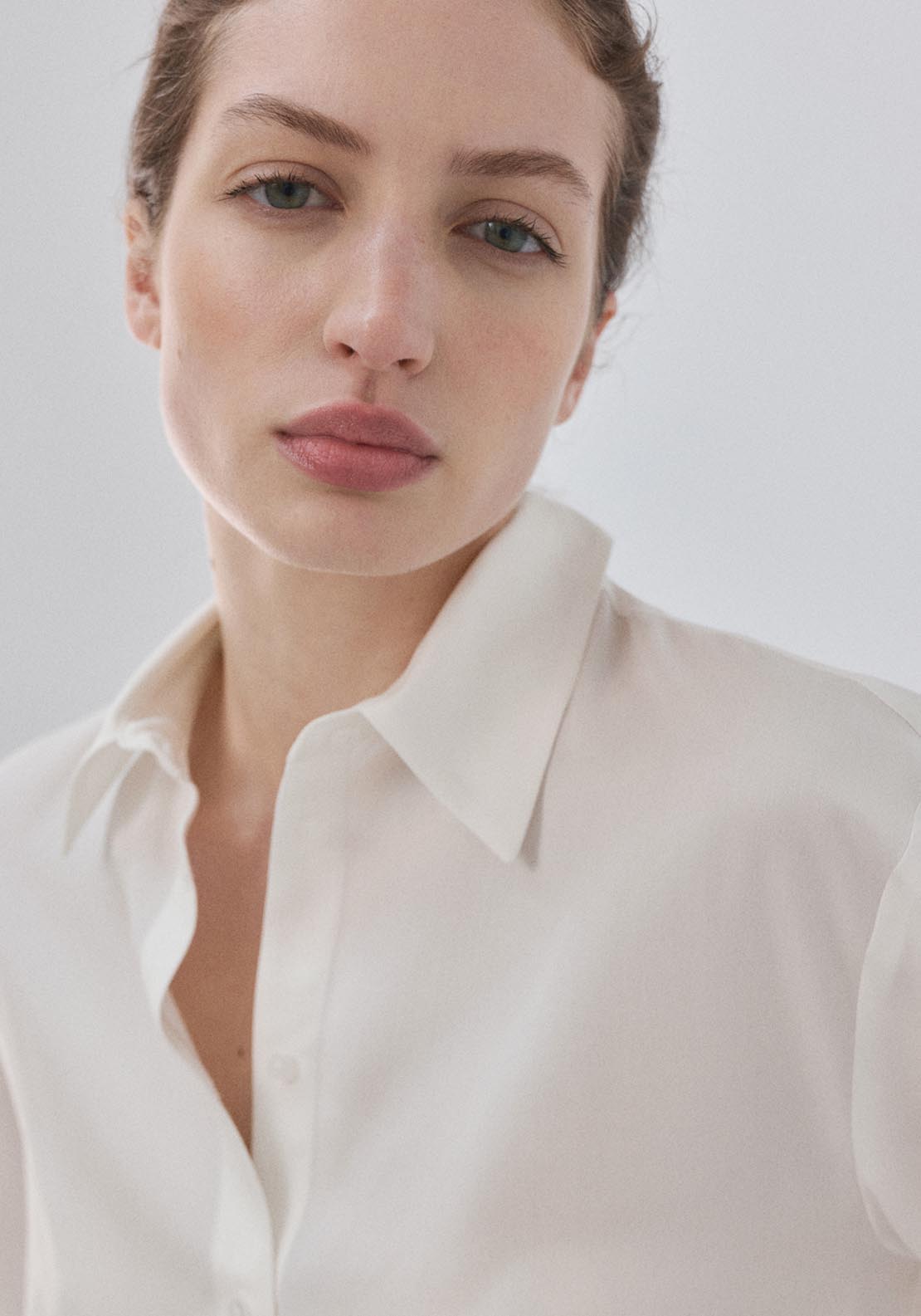 Mango Straight Lyocell Shirt - White 3 Shaws Department Stores