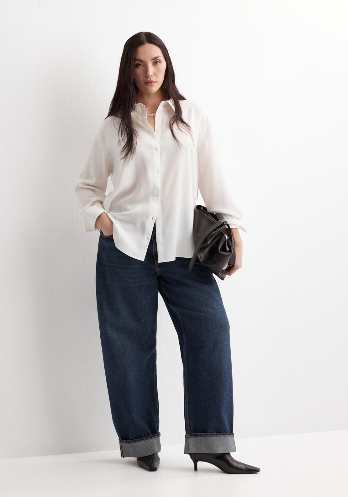 Mango Straight Lyocell Shirt - White 5 Shaws Department Stores