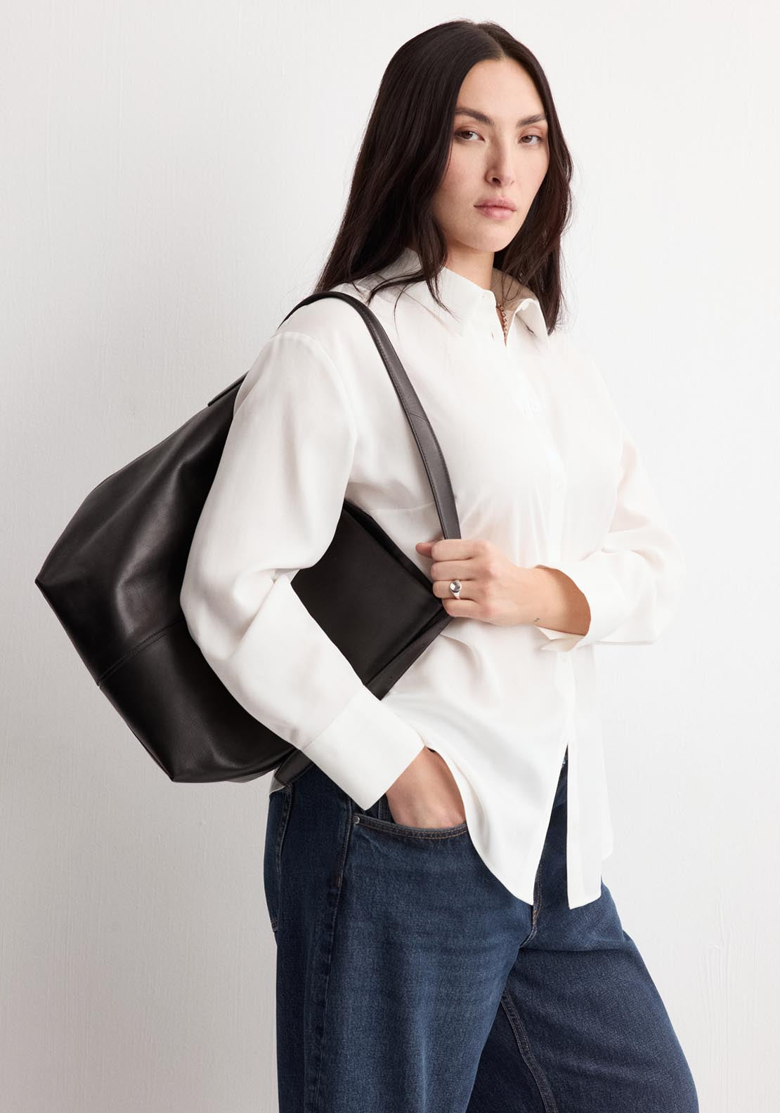 Mango Straight Lyocell Shirt - White 1 Shaws Department Stores