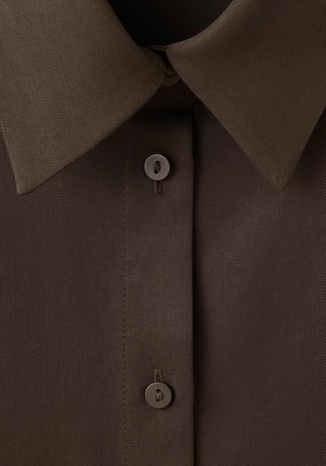 Straight Lyocell Shirt - Brown
