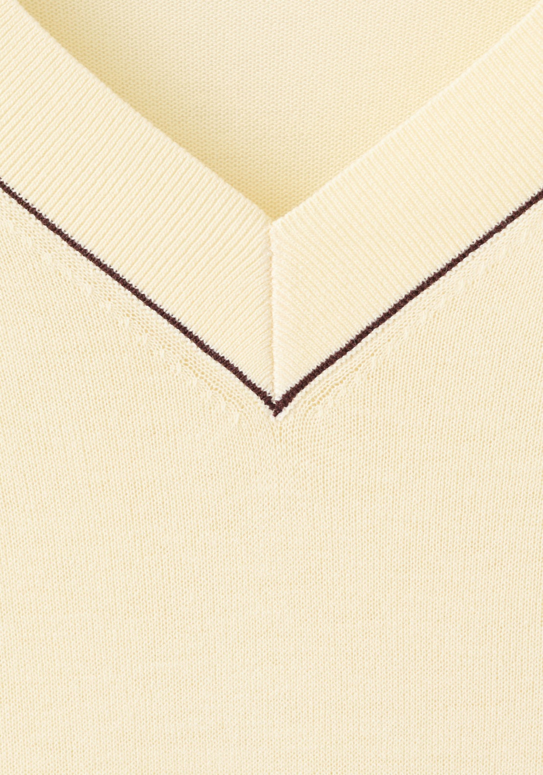 V-Neck Sweater With Contrast Trim - Light Yellow