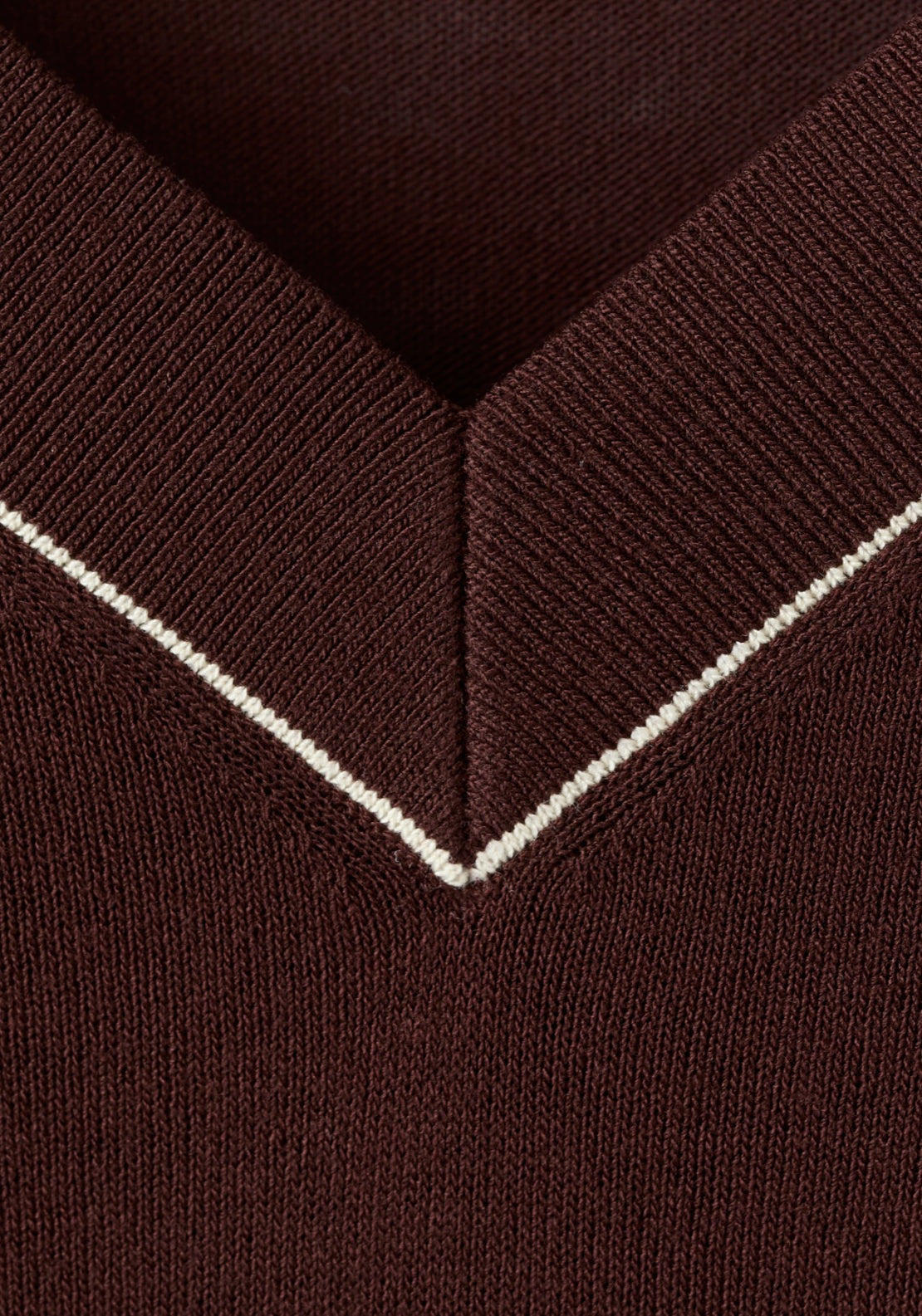 V-Neck Sweater With Contrast Trim - Brown