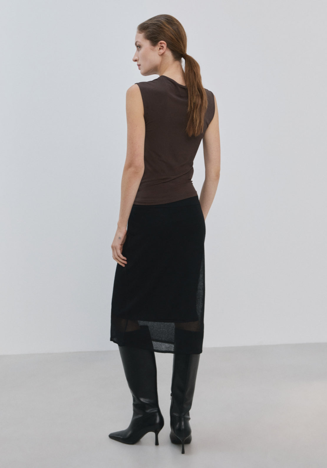 Ruched Fitted Top - Brown